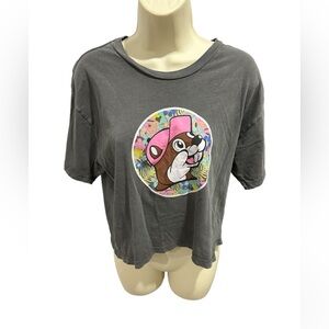 Buc-ees Crop shirt Women’s Large‎ Gray Short Sleeve Casual Tee Bucees